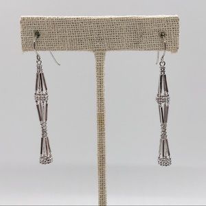14k white gold beaded dangle earrings